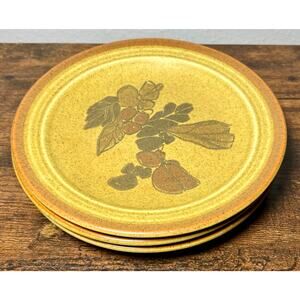 Vintage Homer Laughlin 7.5” Brown Floral Stoneware Salad Plates- Set of 3